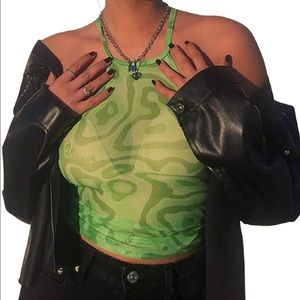 Sheer slime green halter top